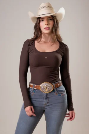 Body Canelado Manga Longa